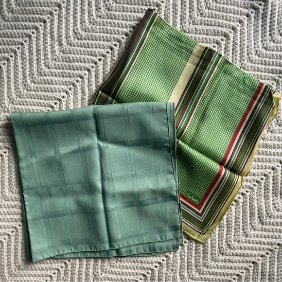 Echo Vintage Wrap Scarf ~Stripes & Squares /Symphony 21" Square Scarf~green - Picture 10 of 12